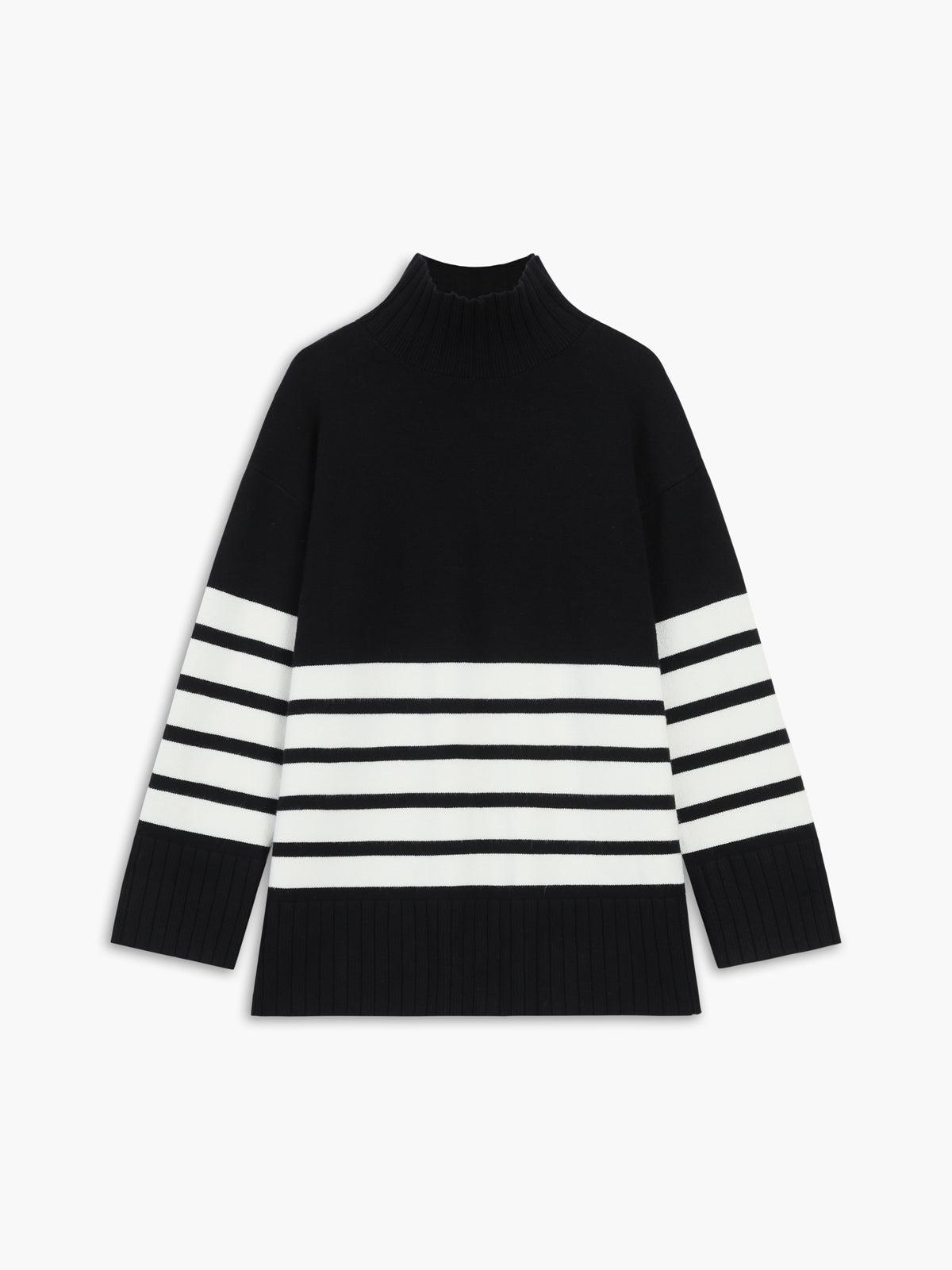 Jenny | Miss Paris Mock Neck Stripe Sweater