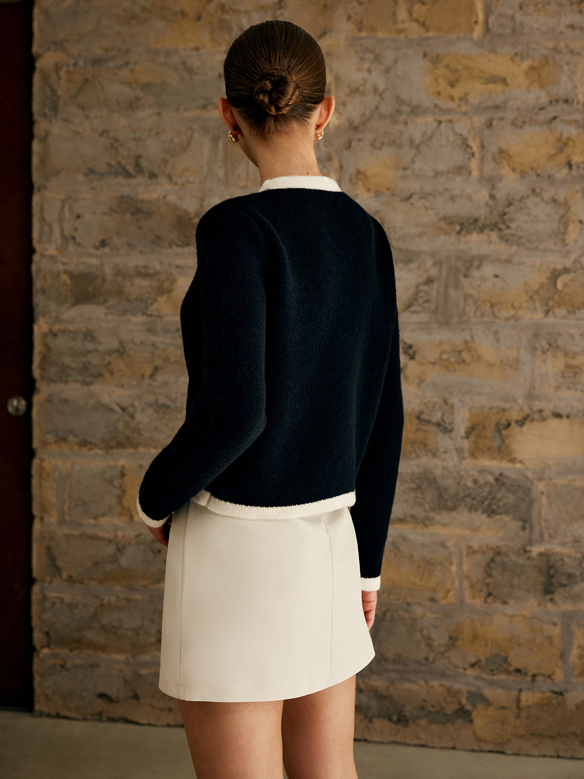 Emely | Contrast Trim Jersey Cardigan